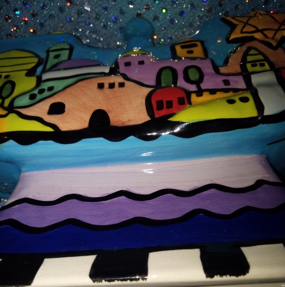 PHENOMENAL NICOLE ENGBLOM CERAMIC MENORAH OR CANDLELABRA - Picture 2 of 13